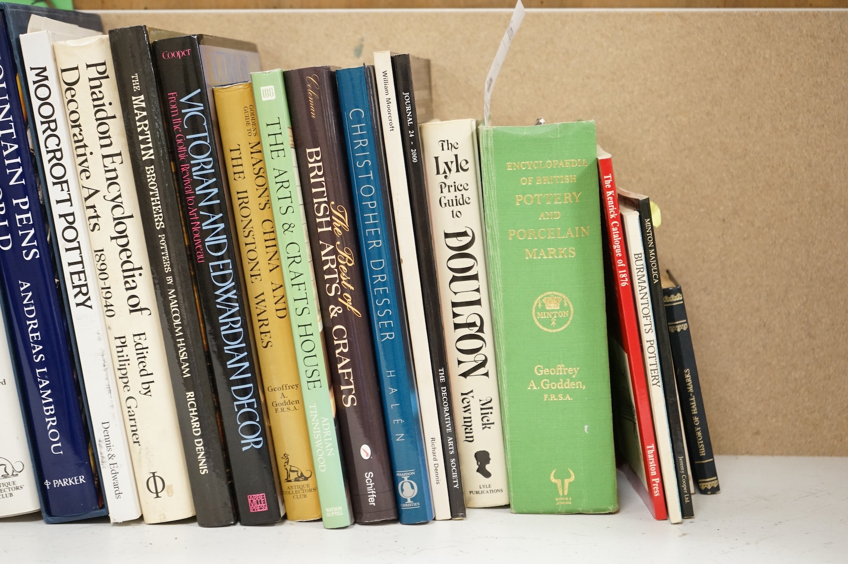 A collection of Antique reference books, including Martin Brothers, Christopher Dresser, Moorcroft and 9 furniture books etc. (37) Condition - variable